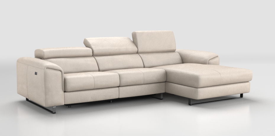 Tassarolo - large corner sofa with 1 electric recliner - right peninsula